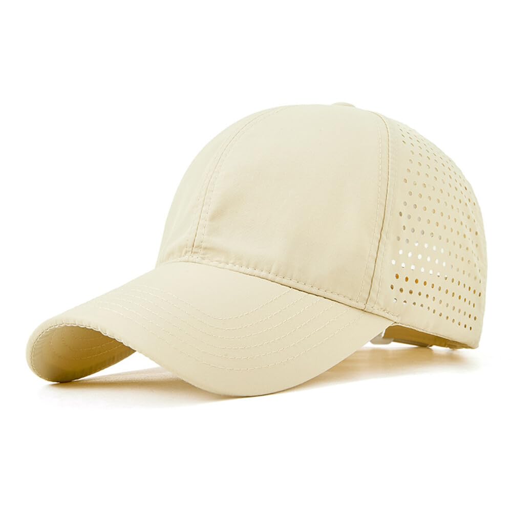 TecHong Quick Dry Baseball Cap - Adjustable Sun Hat Unisex Summer Breathable Dad Cap for Outdoor Sports Khaki