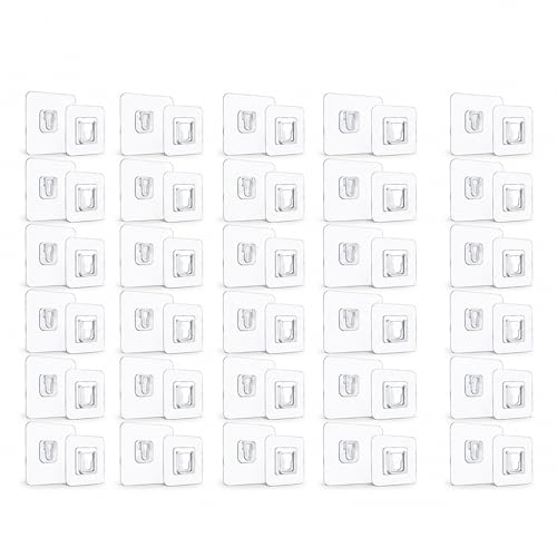 Image of BRAND VILLA Self Adhesive Male Female Wall Mount Holder for WiFi Router Remote Control Extension Board | No Drill Double Sided Sticky Wall Hook | Heavy Duty Transparent Bracket | Pack of 30
