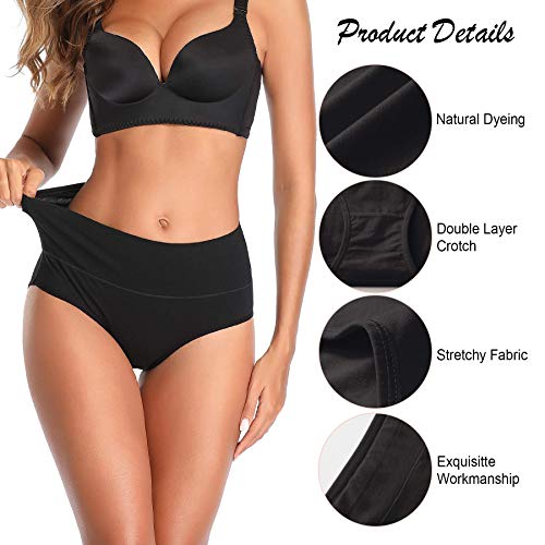 Womens Underwear, No Muffin Top Full Coverage Cotton Underwear Briefs Soft Stretch Breathable Ladies Panties for Women - Thumbnail 6