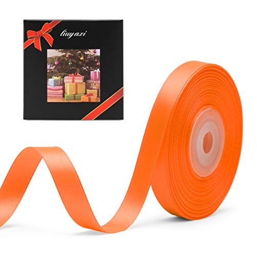 Image of Solid Color Double Faced Orange Satin Ribbon 3 /8 inch X 25 Yards, Ribbons Perfect for Crafts, Wedding Decor, Bow Making, Sewing, Gift Package Wrapping and More