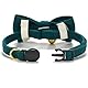 YUDOTE Ultraweiches Halsband, natürlicher Baumwollkord, hergestellt für Katzen mit empfindlicher Haut, Sicherheits-Kätzchen-Halsbänder mit Schnellverschluss-Schnalle und Abnehmbarer Fliege, Blau,Grün
