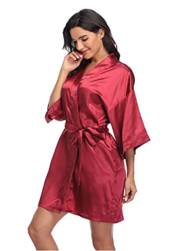Image of Women's Pure Short Silky Robes Bridesmaid Bride Party Satin Robes Sleepwear
