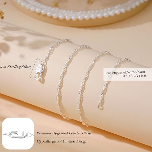 Diorra 925 Sterling Silver Chains for Women, 2mm Link Curb Chain Choker Necklace Sturdy Shiny Hypoallergenic Silver Necklaces for Women Jewellery Gifts (16/18/20/22 Inch) - Image 4