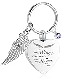 MOSURNSJWY Heart Cremation Jewelry Urn Keychain for Ashes for Women Men, Keepsake Memorial Heart Urns Pendant for Human Ashes,Silver