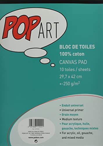 Bloc Toiles Pébroc Pop Art Pebeo A3 en coton de qualité supérieure pour peinture