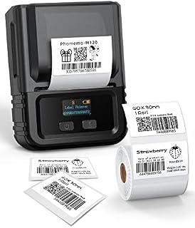 Phomemo M120 Label Maker-Wireless Bluetooth Label Printer Sticker Maker Handheld Thermal Label Maker Machine with 3 Rolls Label Paper for Retail,Office,Small Business,for Android & iOS System, Black