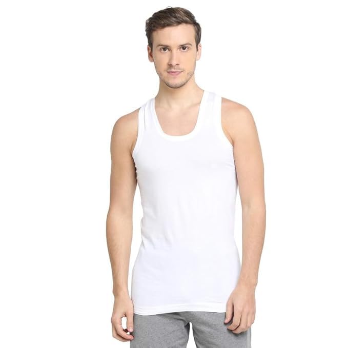 Image of INNERO Men's Cotton Sleeveless Vest (White, Pack of 2)