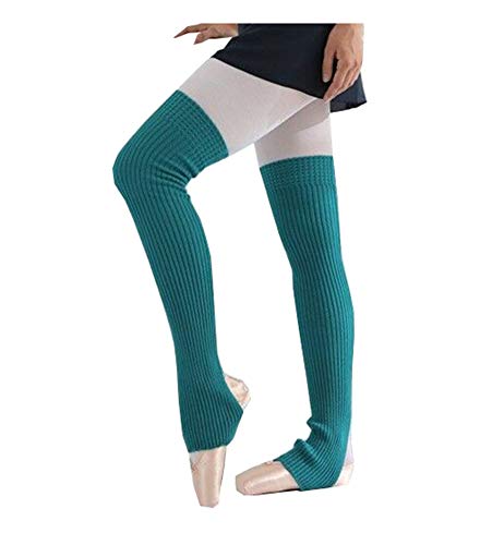 Chung Women's Over Knee Thigh High Warm Leg Warmers Stirrup Thermal 80S Long Socks Yoga Ballet Dance,Peacockgreen #TOP5