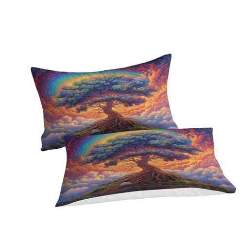 Housse de couette 3D imprimé galaxie et arbre de vie multicolore 220x240