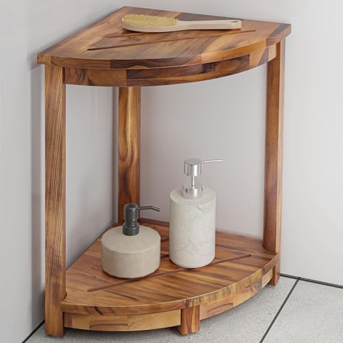 Tabouret de salle de bain compact en teck pour petit espace