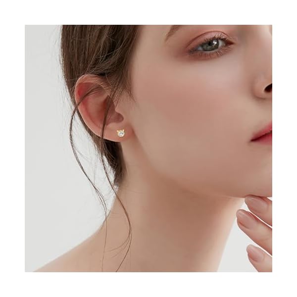 DOVRAN 14K Solid Gold Stud Earrings Trendy Cute Earrings for Women Gift Birthday Christmas - Image 3