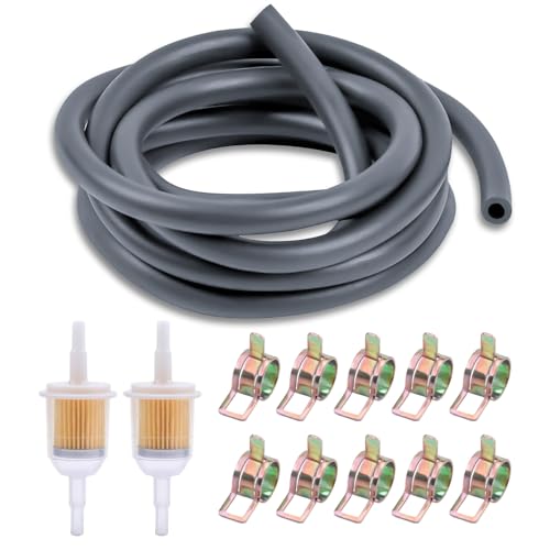 13 Pcs Filtro Gasolina Moto Kit: 2 Pcs 6 mm/8 mm Filtro de Gasolina 1 x 2m Filtro de Combustible en Línea para Motocicleta 10 Abrazaderas de Manguera de Gasolina para Coche Moto