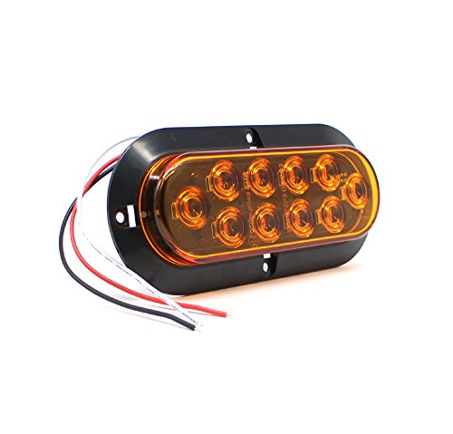 TMH (Pack of 2) 6 Inch 10 LED Surface Mount Oval Amber Turn Signal Side Marker Tail LED Light for Truck Trailer Trail Bus 12V DC