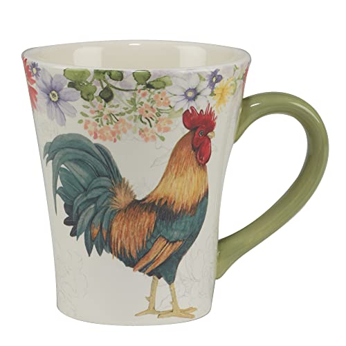 Certified International Floral Rooster 20 Oz. Mugs, Set Of 4 Assorted Designs, Multicolor #TOP3