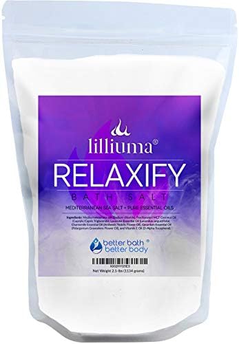 Relaxify Bath Soak 40 Ounces Mediterranean Sea Salt with Lavender, Chamomile, and Geranium Essential Oils, Relax Bath with Natural Ingredients