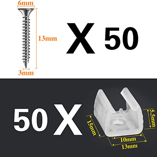 BAGZY 50 Stück LED-Neon-Montageclips, 50 Stück Schrauben, Installationsclips, Befestigungsclips, Zubehör für LED-Neon-Flexstreifenbeleuchtung, Machen die Leuchtreklamen