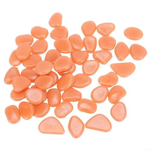 Lot de 50 galets phosphorescents pour jardin, cour, aquarium, décoration d'extérieur, allée, piscine, remplissage de vase (orange)
