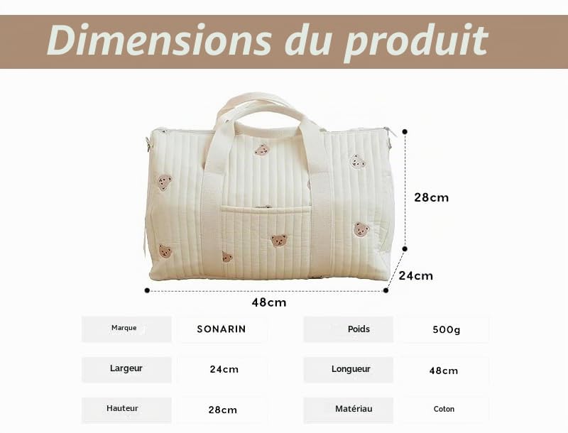 Generisch Sac de maternité pour sac bébé Sacs brodés Grande capacité Couche de maternité Sac de toilette pour maman Voyage pour maman Sac à bandoulière