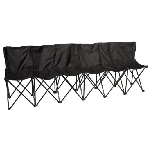 Portable 6-Seater Folding Team Sports Sideline Bench with Back by Trademark Innovations (Black)