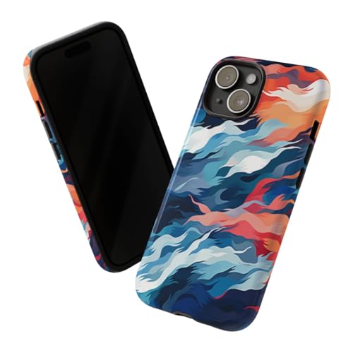 Coque iPhone 15 motif vagues multicolores pour style quotidien