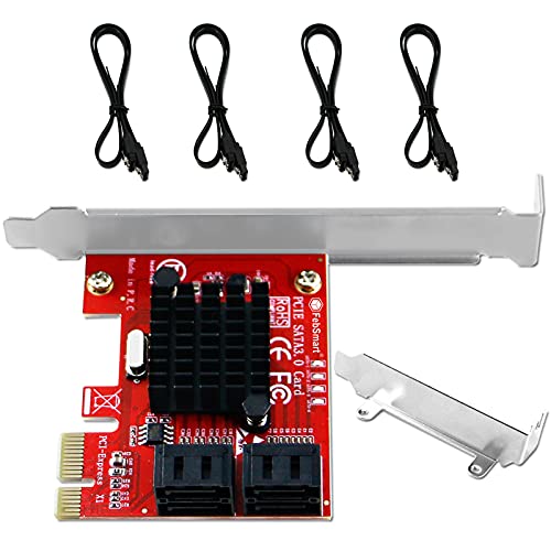 FebSmart PCIE 3.0 to 4-Ports 6Gbps SATA III Expansion Card for Desktop PCs, ASMedia ASM1064 None-Raid PCIE 3.0 SATA III Host Controller, Plug and Play on Windows OS, MAC OS, Linux System (FS-S4-Pro) by FebSmart - Used condition - US$13.50