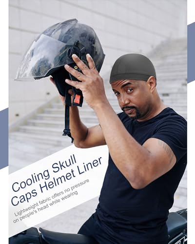 Image of 9 Pcs Cooling Skull Cap Camo Liner Sweat Wicking Lightweight Cycling Cap Running Hat for Men Women