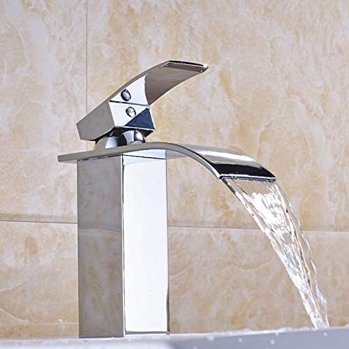 Mitigeur d'évier cascade carré en laiton chromé pour lavabo de salle de bain
