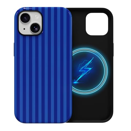 Coque iPhone 15 MagSafe bleu marine Skyseaco en silicone TPU souple rigide antichoc
