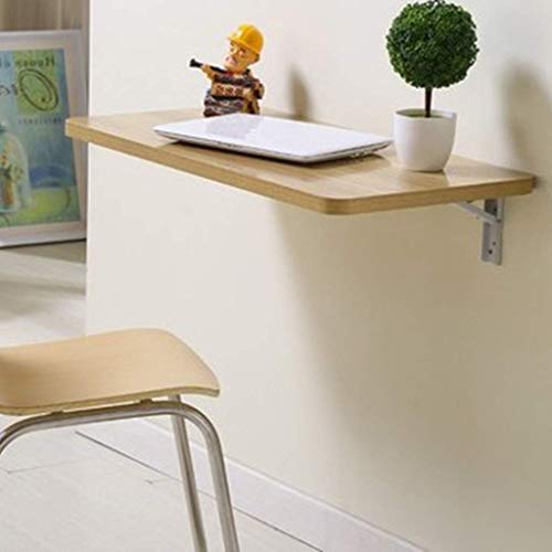 Table murale à abattant en bois avec double support pour bureau flottant