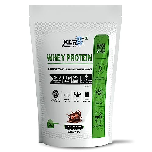Image of XLR8 Whey Protein Powder with 24 g Protein Content & 5.4 g BCAA (907 g (Pack of 1), Choco Hazelnut)