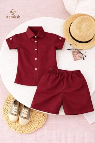 Image of Boys Shirt & Shorts Co-ord Set Kids Regular Wear Clothes Outfit