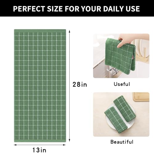 Image of Homaxy 100% Cotton Terry Kitchen Towels, 18 Pack, Grass Green | Ultra Soft and Absorbent Dish Towels for Kitchen, Suitable for Drying and Washing Dishes