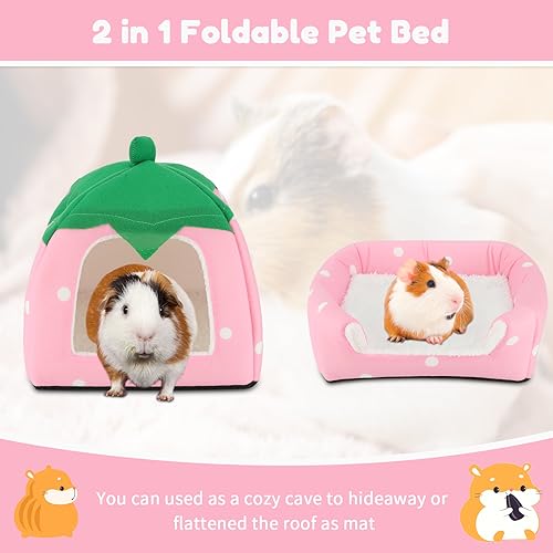 Image of BWOGUE Guinea Pig House Bed Cozy Hamster Cave Large Hideout for Dwarf Rabbits Hedgehog Bearded Dragon Winter Nest Hamster Cage Accessories