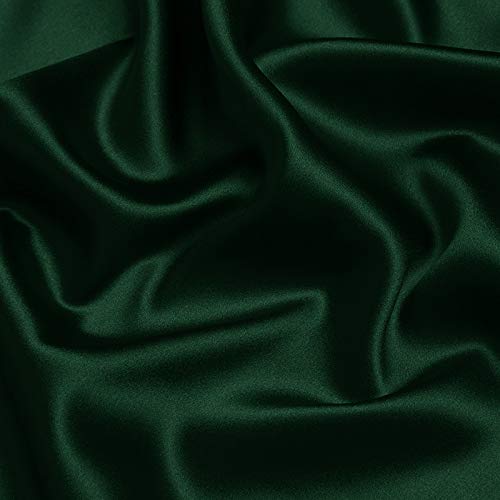 100% Pure Mulberry Silk Fabric by The Yard – Premium Solid Color Silk Fabric, Cut-to-Size, Soft and Luxurious for Sewing, DIY Crafts, Dresses, Bedding (Hunter Green #27)