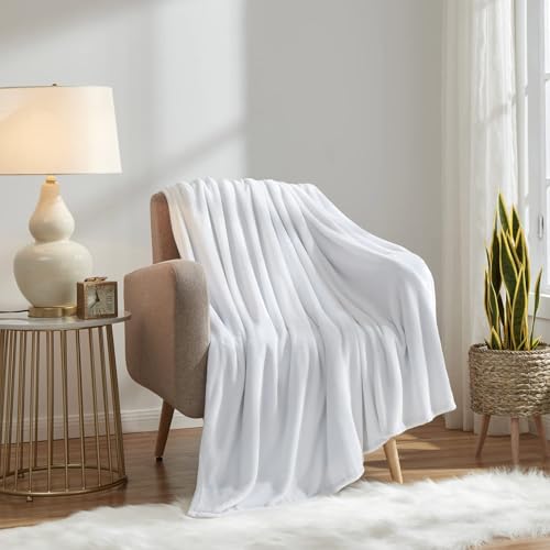 Image of KMUSET Fleece Blanket White Queen Size Lightweight Cozy Plush Microfiber Bed Blanket Factory Shop