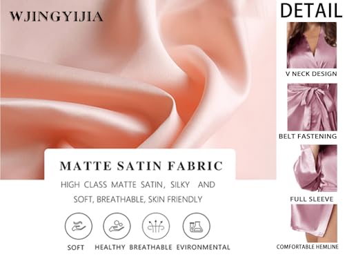 2Pcs Womens Satin Bridesmaid Robes Silky Wedding Bridal Bride Robe Gown Kimono3