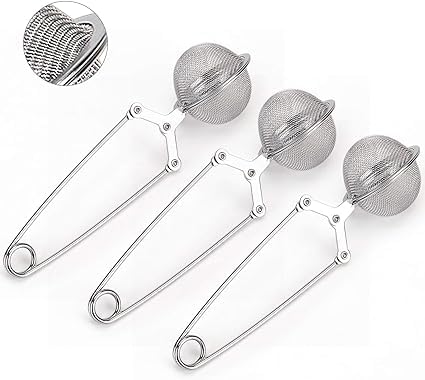 HETANSH ICON (2Pcs) Ball Tea Strainer with Handle, Tea Strainer Spring Mesh Ball Enclosure Stainless Steel Strainer Infuser Tea Filter Tea Tong for Tea Coffee Beans Spices.