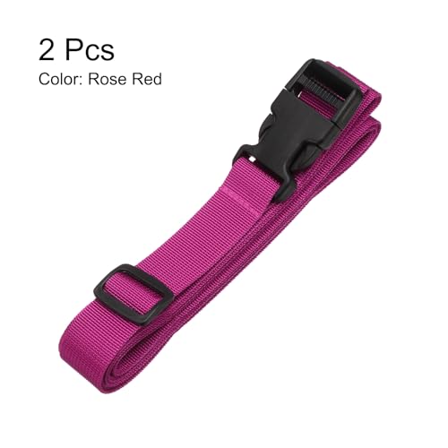 Image of HARFINGTON 2pcs Luggage Straps 1 inch x 118 inch Utility Multi-Purpose Luggage Connector Strap Nylon Adjustable Suitcase Belt with Buckle for Travel Outdoor Bag Luggage Packing Accessories, Rose Red