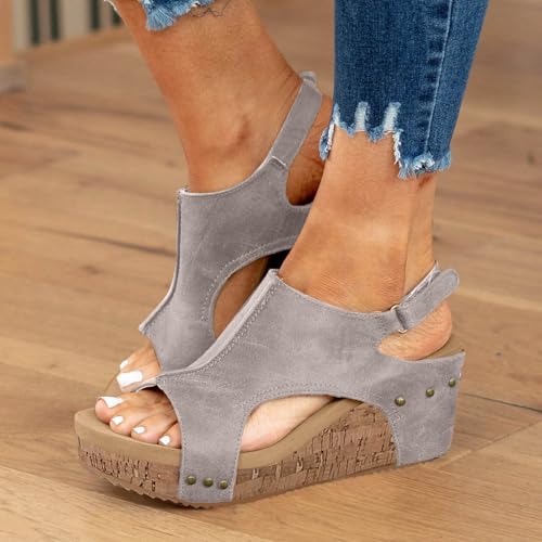 Hbeylia Wedge Sandals for Women Wide Width 2025 Dressy Summer Platform Sandals Open Toe Buckle Ankle Strap Beach Shoes Casual Walking Low Wedges Sandal Women's Platform & Wedge Sandals