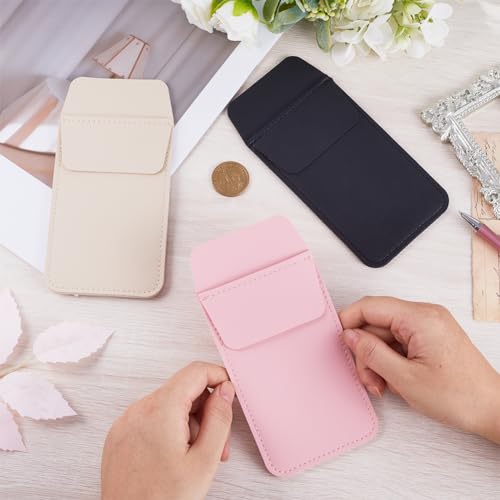 GORGECRAFT 3PCS 3 Colors Pocket Protector Leather Pen Pouch Holder Organizer for Shirts Coats Pants Pen Sleeve Multi-Purpose Pen Pocket Holds Pens Pointers Pencils and Notes Card Pink Black Beige - Image 3
