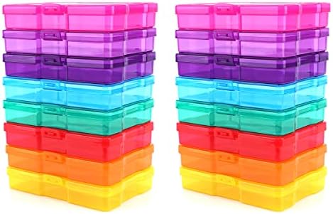 Kuphy Photo Storage Box Plastic Crafts Photo Storage Container Colorful Rectangle Photo Keeper Suit Box Photo Organizer Cases for Photo Stickers Stamps Seeds