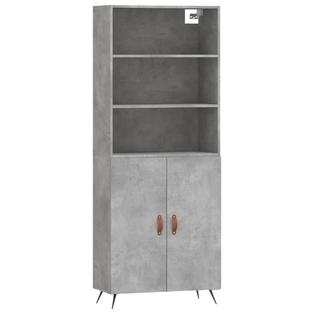 Armadio alto in legno grigio cemento, 69,5 x 34 x 180 cm, 2 pezzi