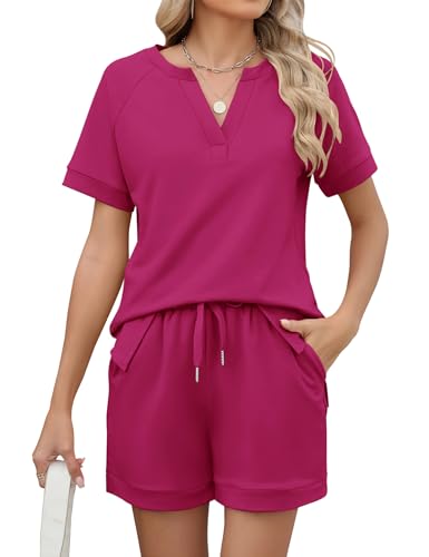 Image of LOMON Womens Two Piece Sets Summer Lounge Sets Sweatsuit Shorts Set Casual Matching Sets