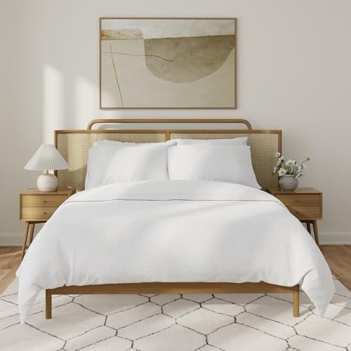 Image of QuickZip Duvet Cover with Zipper Closure - Ultra Soft Long-Staple 100% Cotton, Oeko-Tex Certified, Durable Interior Corner Ties, Corner Clips, King /Cal King, Reversible Gray Dot /White (Sateen)