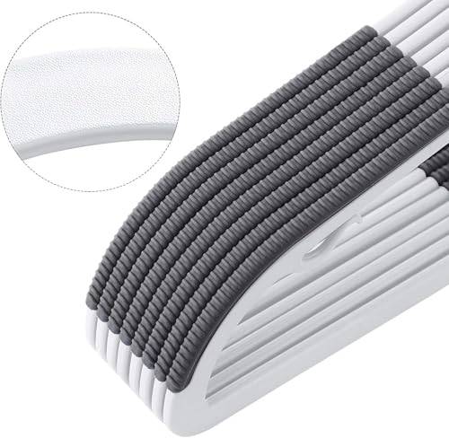 Image of Anti Slip Clothes Hangers - Space Saving Dry & Wet Hangers with Non-Slip Pads - Heavy Duty Coat, Suit, Underwear, Pants, Shirts - Grey (6)