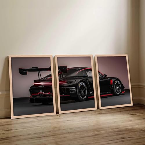 Image of TASVEE Car wall posters | set of 3 wall frames | posters for wall | Wall Decoration for Bedroom, Living Room & Office | Best Gift for Boys & Car Lovers (A2, LARGE 13X17, Framed)