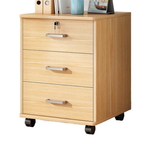 Mueble Archivador Archivador de oficina, gabinete de almacenamiento de madera de 3 cajones de Color sólido, archivador con cerradura, rueda de almacenamiento, gabinete lateral pequeño deslizante Cajon