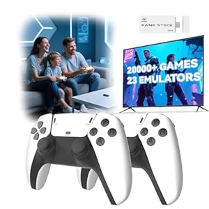 Retro Gaming Console Stick, Classic Video Games Stick with 4K HDMI, Built-in 23 Emulators, 20000+ Games – Plug & Play TV Video GameStick with Upgrade Dual 2.4G Wireless Controllers