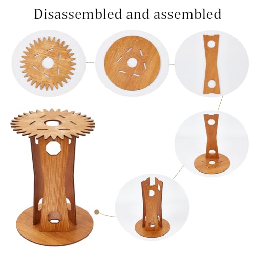 INFUNLY Wood Kumihimo Marudai Disk - 32 Slot Desktop Braiding Machine, Brown Bracelet Knitting Utensil for DIY Hand Rope Looms - Image 3