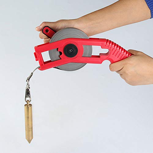 Oil Gauge Tapes Oil Tank Sounding Tape Measure Oil Tank Depth Measuring Gauging Tapes Fuel Measuring Device With Metric&Inch Stainless Steel Tape, Brass Graduated Plumb Bobs (30 M/ 98 Ft) #TOP2